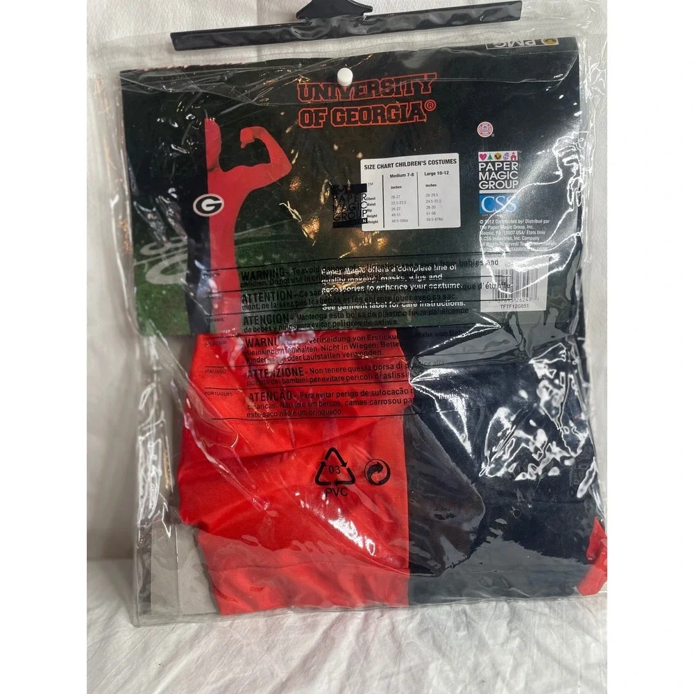 University of Georgia Bulldogs Skin Suit Child Costume Red Black G Logo